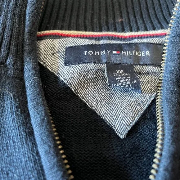 Tommy blue 1/4 zip monogram sweater - Picture 3 of 3
